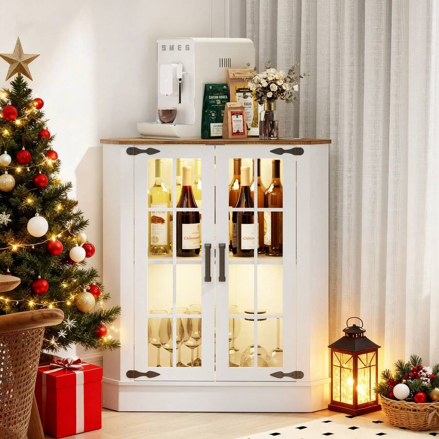 Storage & Organization - Farmhouse Cabinet With LED Light, Small