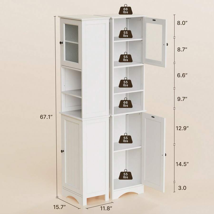 Storage & Organization - Bathroom Cabinet With Two-Way Doors, Freestanding