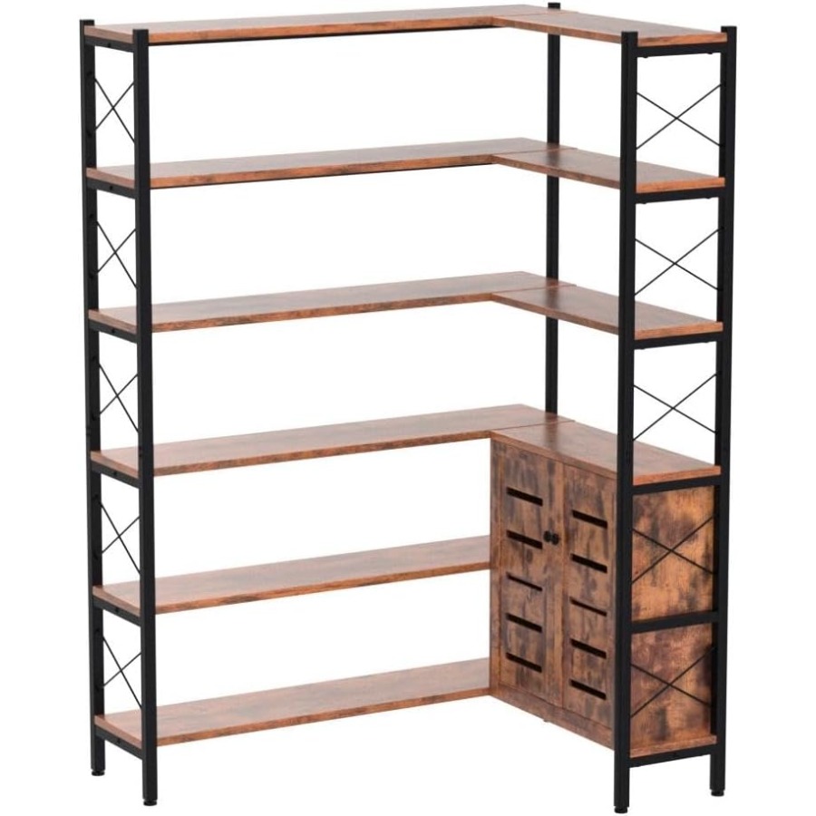 6-Shelf Corner Bookshelf for L - Storage & Organization ulasan dan harga