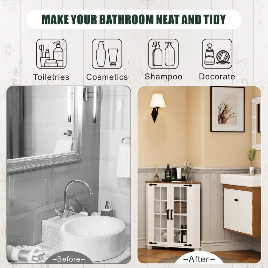 Farmhouse Cabinet With LED Lig - Storage & Organization ulasan dan harga