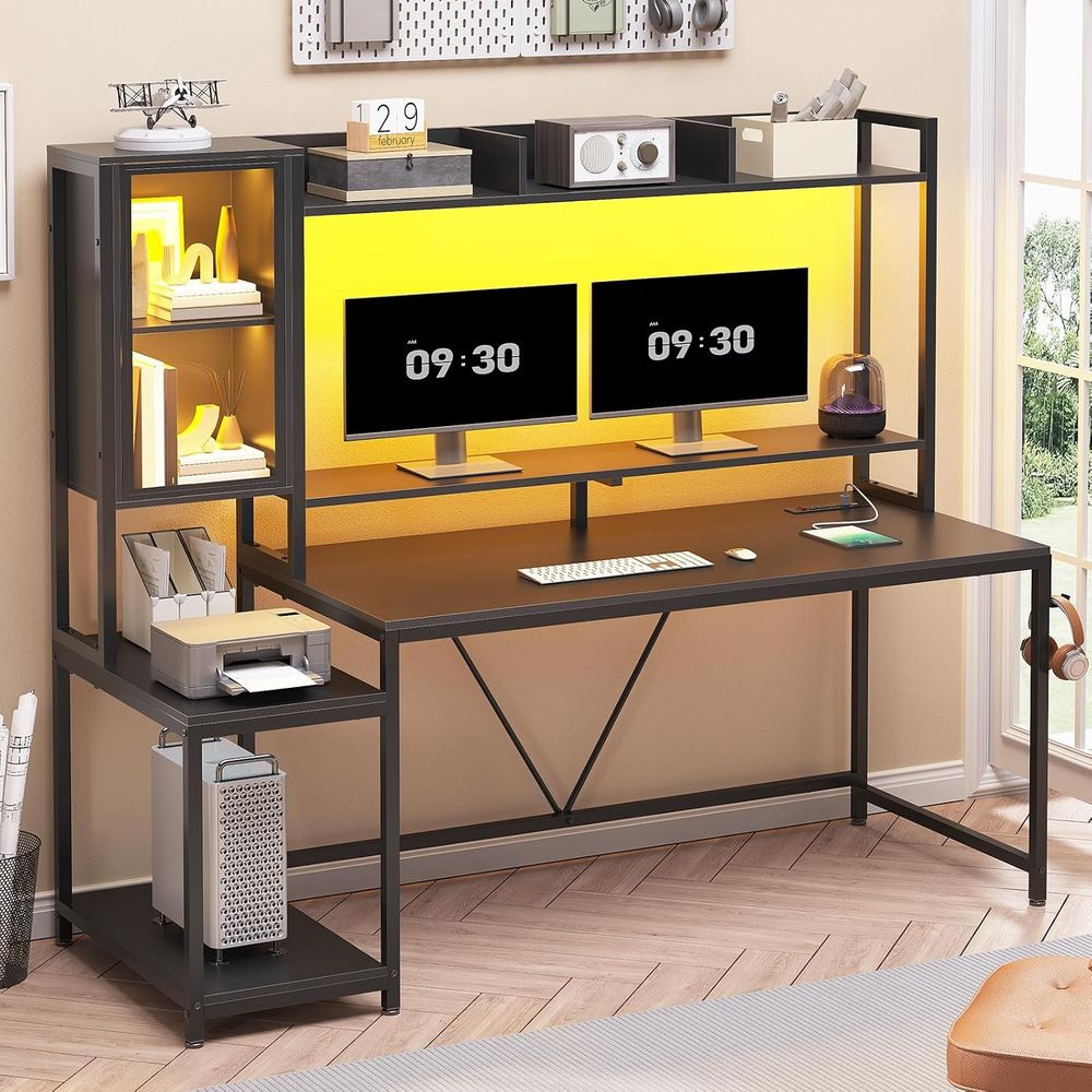 60'' Gaming Desk with Storage, - Storage & Organization ulasan dan harga