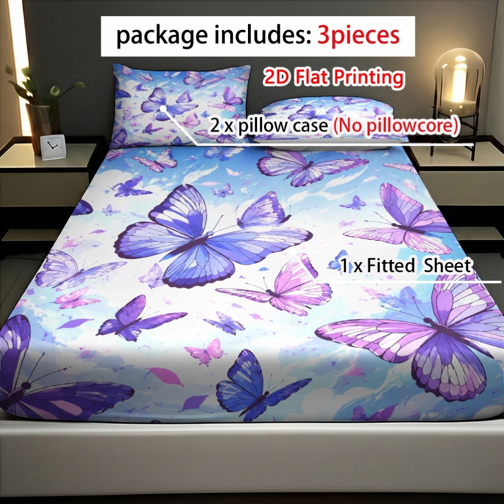 Flat Print Vibrant Purple Butt - Fitted Bed Sheets Deep Pocket ulasan dan harga